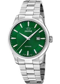 Jaguar Herren Quarzuhr "Essentia"silberfarben, grün, Armbanduhren, Armbanduhr, Herrenuhr, Swiss Made, Edelstahlarmband, analog, Datum