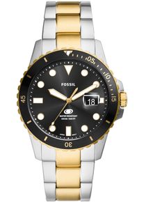 Fossil Herren Quarzuhr "Fossil BLUE", silber, Armbanduhren, Armbanduhr, Herrenuhr, Datum, Edelstahlarmband, bis 10 bar wasserdicht