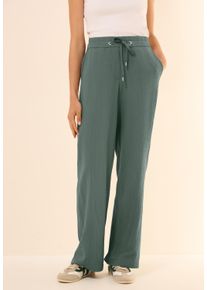 Cecil Damen Stoffhoseschwarz balmy khaki, casual, Gr. XL, unifarben, Stoff, 70% Viskose, 30% Polyester, Hosen, High Waist