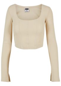 Urban Classics Damen Longsleeve "Urban Classics Damen Ladies Short Rib Corsage Longsleeve", beige, klassisch, Gr. XXXL, unifarben, 97% Baumwolle, 3%