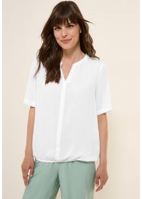 Cecil Damen Kurzarmbluse, weiß, casual, Gr. S, unifarben, Stoff, 100% Viskose, Blusen, mit Elastiksaum