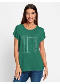 Heine Damen T-Shirt "Shirt", grün, Gr. 44, gemustert, 95% Viskose, 5% Elasthan, Shirts
