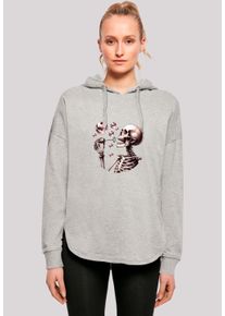 F4NT4STIC Damen Kapuzenpullover "Niedliches Goth Skelett Herz Seifenblasen", grau, casual, Gr. M, Obermaterial: 100% Baumwolle, Pullover, Premium