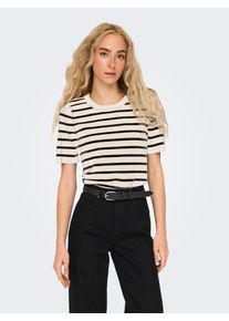 Only Damen Kurzarmpullover "ONLFIE 2/4 PULLOVER NOOS KNT", schwarz-weiß, modisch, Gr. S, gestreift, Strick, Obermaterial: 42% Viskose, 35% Nylon, 23%