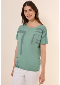 Cecil Damen T-Shirtmatcha grün, casual, Gr. M, bedruckt, Web, Stoff, 50% Baumwolle, 50% Modal, Shirts, mit U-Boot-Ausschnitt