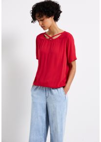 Street One Damen Shirtbluse, rot, casual, Gr. 38, unifarben, Stoff, 100% Viskose, Blusen, aus softer Viskose