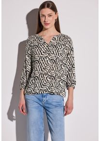 Cecil Damen Print-Shirtmoonstone sand, casual, Gr. 42, bedruckt, Stoff, 100% Viskose, Shirts, mit Elastikbund an den Ärmeln