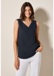 Cecil Damen Blusentop, blau, casual, Gr. XXL, unifarben, Web, 100% Baumwolle, Blusen, aus reiner Baumwolle