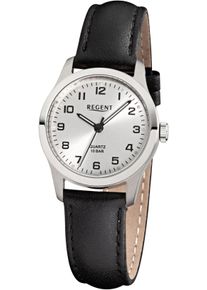 Regent Uhren REGENT Damen Quarzuhr, schwarz, Armbanduhren, Armbanduhr, Damenuhr, Titangehäuse, Lederarmband, analog, Ø ca. 28mm