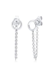 Elli Damen Paar Ohrhänger "Stecker Kreis mit Kette 925 Silber", OneSize, ohne Stein, Silber 925 (Sterlingsilber), silber, Silber 925