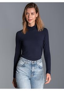 TRIGEMA Damen Rollkragenshirt "TRIGEMA Rollkragen-Shirt aus elastischer Viskose", blau, Basic, Gr. L, 94% Viskose, 6% Elastan, Shirts