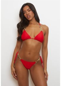 MODA MINX Damen Bikini-Hose "Alicia Coin", rot, Gr. XL, unifarben, 82% Polyamid, 18% Elasthan, Badehosen, mit funkelnden Anhängern