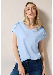 Cecil Damen T-Shirt, blau, casual, Gr. XS, unifarben, Jersey, Obermaterial: 50% Baumwolle, 50% Modal, Shirts, mit elastischem Bund