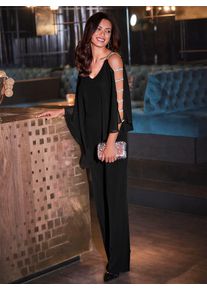 Heine Damen Overall, schwarz, Gr. 36, unifarben, 95% Polyester, 5% Elasthan, Chiffon:100% Polyester, Overalls