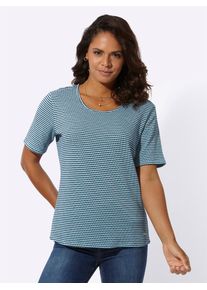 Casual Looks Damen Kurzarmshirt "Shirt", blau, Gr. 40, gemustert, gestreift, 50% Baumwolle, 50% Polyester, Shirts