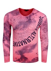 Rusty Neal Herren Langarmshirt, orange, modisch, Gr. XL, mehrfarbig, 100% Baumwolle, Shirts, mit coolem Frontprint