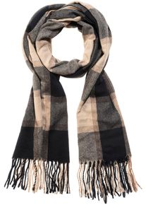 MONTI Damen Strickschal, blau, Obermaterial: 85% Polyester, 15% Viskose, Modetücher, angenehm weich, Modeschal, lange mehrfarbige Fransen