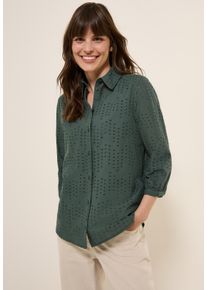 Cecil Damen Hemdbluseschwarz balmy khaki, casual, Gr. XXL, unifarben, Web, 100% Baumwolle, Blusen, aus reiner Baumwolle