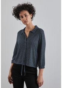 Street One Damen Cardigan, blau, casual, Gr. 42, meliert, Stoff, 80% Viskose, 15% Polyester, 5% Elasthan, Strickjacken, aus softem Materialmix