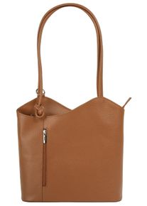 CLUTY Cityrucksack, braun, Rindsleder, Leder, beschichtet, leicht glänzend, elegant, Rucksäcke, echt Leder, Made in Italy