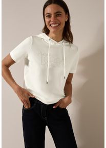 Cecil Damen T-Shirt, weiß, casual, Gr. M, bedruckt, Jersey, Obermaterial: 48% Baumwolle, 48% Modal, 4% Elasthan, Shirts, mit Kapuze