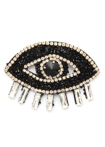 Firetti Damen Brosche "Schmuck Geschenk Ansteckschmuck Auge, funkelndes Design", schwarz, Metall, Textil, Broschen, mit Glasstein