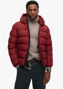 Superdry Herren Steppjacke "HOODED SPORTS PUFFER JACKET", rot, modisch, Gr. XL, unifarben, Web, Steppware, Obermaterial: 100% Polyester, Jacken
