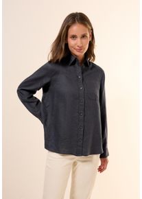 Cecil Damen Langarmblusevolcanic grau, casual, Gr. XXL, unifarben, Web, 100% Leinen, Blusen, mit Brusttasche