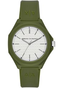 Armani Exchange Damen Quarzuhr, grün, Armbanduhren, Armbanduhr, Herrenuhr, ideal als Geschenk, analog, Silikonarmband