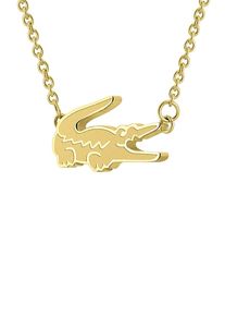 Lacoste Damen Kette mit Anhänger "Schmuck Edelstahl Halsschmuck Halskette Ankerkette CROCODILE", Edelstahl, L: 46cm, gold, Edelstahl, Halsketten