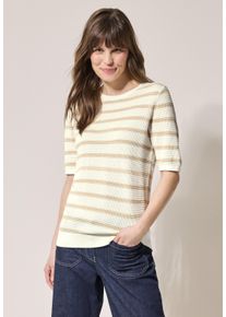 Cecil Damen Strickpullover, lila, casual, Gr. L, gestreift, Web, 100% Baumwolle, Pullover, mit Rundhalsausschnitt