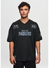 Recovered Herren T-Shirt "NFL Packers GB 19 Oversized", schwarz, casual, Gr. L, bedruckt, 100% Polyester, Shirts, im lockeren Schnitt