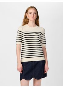 Y.A.S Damen Strickpullover "YASLENA SS KNIT PULLOVER S. NOOS", beige, modisch, Gr. L, gestreift, Strick, Obermaterial: 75% Viskose, 25% Nylon,