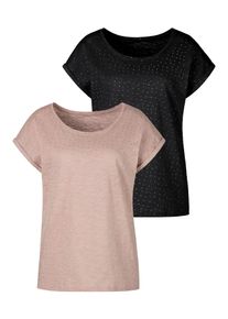 Vivance Damen Kurzarmshirt "mit silbrigen Glitzerpünktchen", rosa, modisch, Gr. 32, gepunktet, Obermaterial: 100% Baumwolle, Shirts, aus weicher