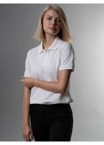 TRIGEMA Damen Poloshirt "TRIGEMA Slim Fit Poloshirt aus DELUXE-Piqué", weiß, Basic, Gr. M, 100% Baumwolle, Shirts