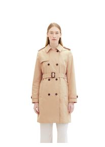Tom Tailor Damen Langmantel, beige, casual, Gr. XL, unifarben, Stoff, Obermaterial: 100% Polyester. Futter: 100% Polyester, Mäntel, mit doppelter