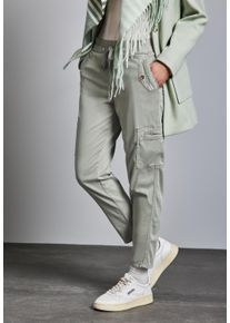 Street One Damen Cargohose "Style Bonny", grün, casual, Gr. 44, unifarben, Web, Obermaterial: 60% Lyocell, 37% Baumwolle, 3% Elasthan, Hosen, mit