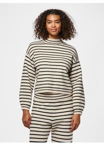 Pieces Damen Stehkragenpullover "PCPENNA LS HIGH NECK KNIT BC", beige, modisch, Gr. L, gestreift, Strick, Obermaterial: 58% Polyester, 38% Polyacryl,