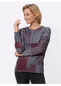 Classic Basics Damen Langarmshirt "Shirt", rot, Gr. 40, gemustert, mehrfarbig, 95% Polyester, 5% Elasthan, Shirts