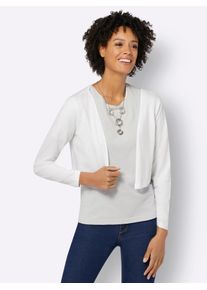 Casual Looks Damen Shirtjacke "Shirtbolero", weiß, Gr. 40, unifarben, 50% Baumwolle, 50% Modal, Shirts