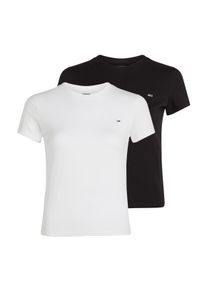 Tommy Jeans Damen T-Shirt "TJW 2PACK C-NECK TEE", beige, casual, Gr. S, unifarben, Single Jersey, Obermaterial: 100% Baumwolle, Shirts, mit
