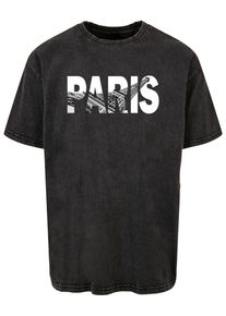 Merchcode Herren T-Shirt "Merchcode Herren Paris Eiffel Tower Acid Washed Oversize Tee", schwarz, casual, Gr. 5XL, bedruckt, 100% Baumwolle, Shirts