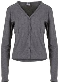 Urban Classics Damen Strickjacke "Urban Classics Ladies Rib Cardigan"schwarzgraumelange, Gr. L, unifarben, 80% Polyester, 20% Viskose, Strickjacken