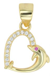 Adelia´s ADELIA ́S Damen Ketten-Anhänger "Neuheit 2025 - stylischer Herz Anhänger aus 925 Sterling Silber", Silber 925 (Sterlingsilber), pink, Silber 925