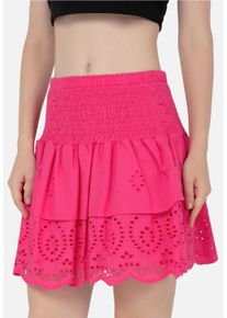 FRESHLIONS Damen Sommerrock "Samantha", pink, Gr. S, unifarben, 100% Baumwolle, Röcke, im Stufen-Design