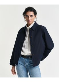 Gant Damen Kurzmantel "SHORT COTTON CAR COAT", blau, casual, Gr. L, Web, Obermaterial: 100% Polyester, Mäntel, mit leichter A-Linien Silhouette