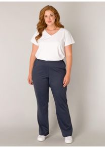 Damen Stoffhose "Lori", blau, casual, Gr. 48, Base Level Curvy, unifarben, Web, Obermaterial: 75% Polyamid, 25% Elasthan, Hosen, mit Stetch und