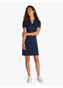 Tommy Hilfiger Damen Polokleid "SLIM OPEN NK POLO DRESS SS", blau, casual, Gr. S, unifarben, Jersey, Obermaterial: 95% Baumwolle, 5% Elasthan,