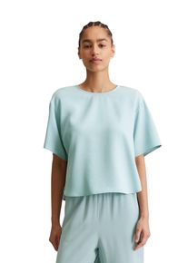 Marc O'Polo Damen Kurzarmbluse "aus TENCEL Lyocell", blau, Gr. XXL, MARC O'POLO DENIM, unifarben, Obermaterial: 100% Lyocell, Blusen