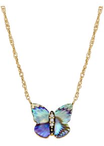 Fossil Damen Kette mit Anhänger "Schmuck Geschenk Edelstahl Halskette Sutton Schmetterling, JF04812710", Edelstahl, L: 46cm B: 1mm, bunt, Edelstahl,